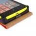 Nokia Lumia 520 - Genuine Leather Up Down Flip Protective Phone Cover Case - Orange